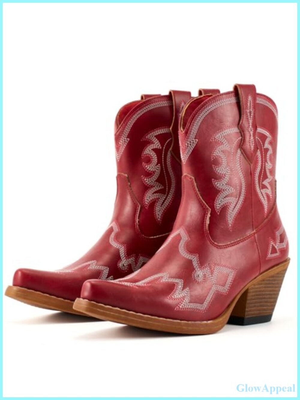 Lante Cowboy Ankle Boots Embroidery Snip Toe Distressed Synthetic Leather